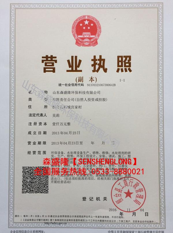 山東森盛隆環(huán)保科技有限公司營業(yè)執(zhí)照